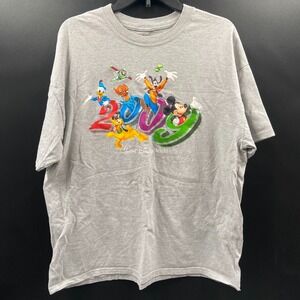 VTG 2009 Walt Disney Wold Disney T-Shirt Mickey Goofy Nemo Buzz Pluto Gray Sz XL